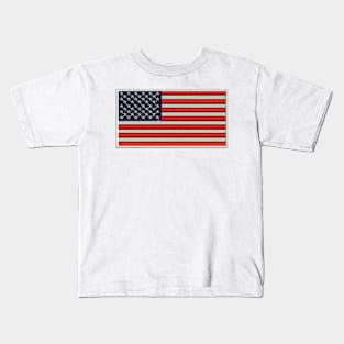 Embroidery American Flag Sticker Kids T-Shirt